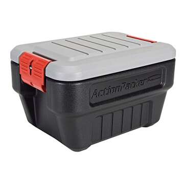Rubbermaid ActionPacker 8 Gallon Lockable Storage Box - Grey and Black