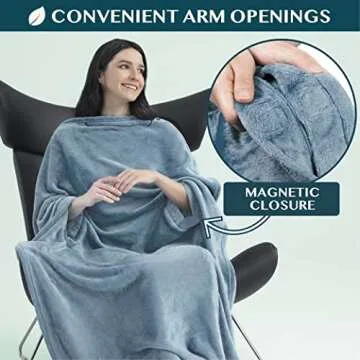 PAVILIA Travel Blanket and Pillow - Compact 2-in-1 Airplane Blanket with Arm Holes for Travelers