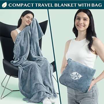 PAVILIA Travel Blanket and Pillow for Cozy Travel Comfort
