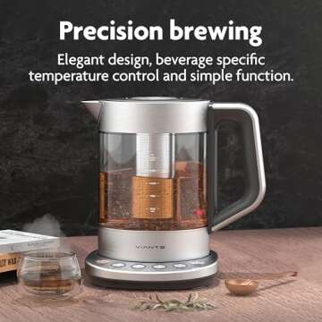 Vianté Electric Kettle With Tea Infuser For Loose Leaf Tea. Hot Tea Maker With Temperature Control ...