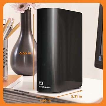 Western Digital 4TB Elements Desktop External Hard Drive - USB 3.0 Fast Storage Solution