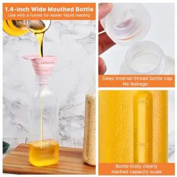 Akamino 16 Oz Condiment Squeeze Bottles, 5 Pack Plastic Squeeze Squirt Bottle with Flip Top Cap, Multipurpose Squirt Bottles for Oil,Hot Sauce,Ketchup,BBQ(2 Silicone Funnel,5 Chalk Labels And 1 Pen)