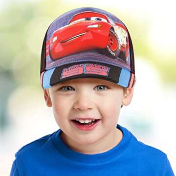 Disney Boys Baseball Cap, Lightning McQueen Adjustable Toddler Hat, Ages 2-4, Black