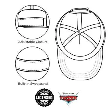 Disney Boys Baseball Cap, Lightning McQueen Adjustable Toddler Hat, Ages 2-4, Black