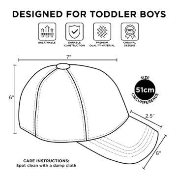 Disney Boys Baseball Cap, Lightning McQueen Adjustable Toddler Hat, Ages 2-4, Black