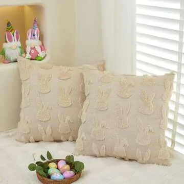 LOMCHEN Easter Pillow Covers Set of 2 Soft Plush