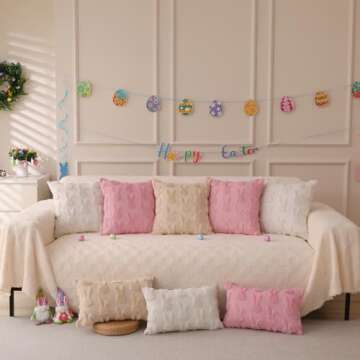LOMCHEN Easter Pillow Covers Set of 2 Soft Plush