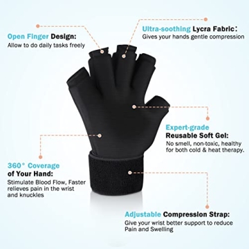 Tolaccea Arthritis Ice Glove for Hand Pain Relief Hot Cold Therapy
