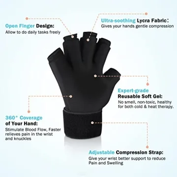 Tolaccea Arthritis Ice Glove for Hand Pain Relief Hot Cold Therapy