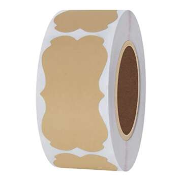 Hybsk 300pcs Kraft Christmas Gift Stickers Natural Blank Jar Canning Labels 1.25 x 2.28 Inch Holiday...