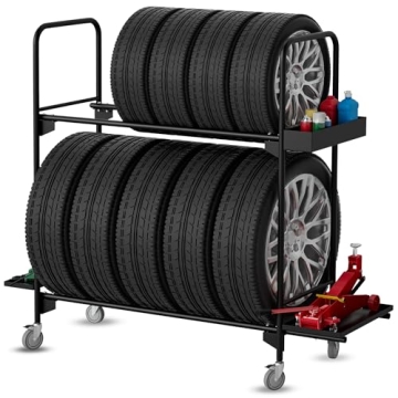 EROTASH Tire Rack, Tire Rack for Garage, Tire Storage Rack, Heavy Duty Tire Rack, Rolling Tire Shelf...