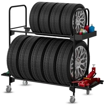 EROTASH Tire Rack, Tire Rack for Garage, Tire Storage Rack, Heavy Duty Tire Rack, Rolling Tire Shelf...