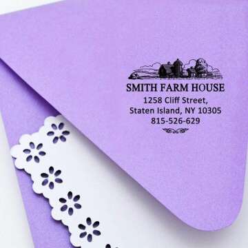 Custom Home Address Stamp with Tree Design