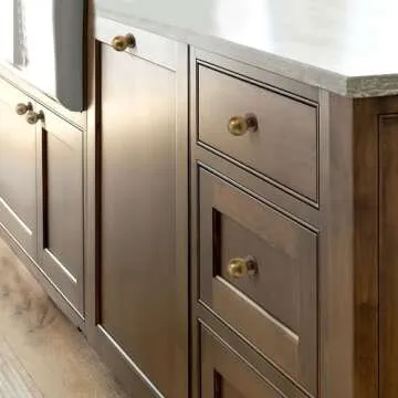 Dosoye 5 Pack 1 Inch (25mm) Diameter Round Solid Vintage Antique Brass Cabinet Knobs，Cabinet Pulls Knobs for Cabinets and Drawers,Ball Cabinet Knobs Cabinetry Hardware