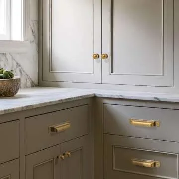 Dosoye 5 Pack 1 Inch (25mm) Diameter Round Solid Vintage Antique Brass Cabinet Knobs，Cabinet Pulls Knobs for Cabinets and Drawers,Ball Cabinet Knobs Cabinetry Hardware