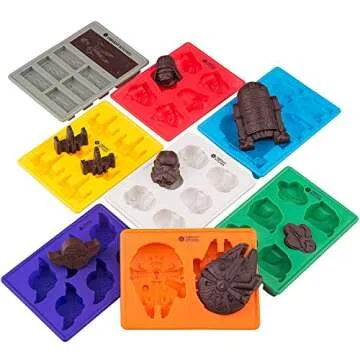 Set of 8 Star Wars Silicone Ice Cube Molds | Candy Chocolate Baking Molds with Novelty Yoda Tray. Create Cake Toppers, Jello, Soaps, Candles and Bath Bombs - Best Gift with E-book