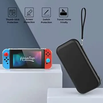 HEYSTOP Switch Case Compatible with Nintendo Switch, 9 in 1 Switch Accessories kit with Carrying Case, Dockable Protective Case, HD Screen Protector and 6pcs Thumb Grips Caps
