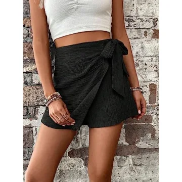 WDIRARA Women's Summer Mini Wrap Shorts Stylish and Comfortable