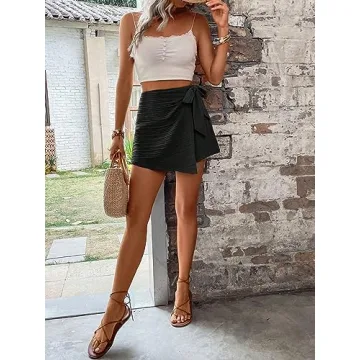 WDIRARA Women's Summer Mini Wrap Shorts Stylish and Comfortable