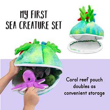 Talking Plush Ocean Animals Set of 4 | Sea Creatures with Coral Reef House