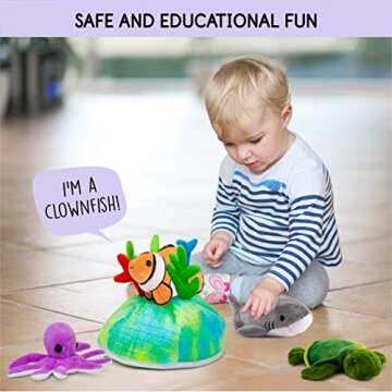 Talking Plush Ocean Animals Set of 4 | Sea Creatures with Coral Reef House