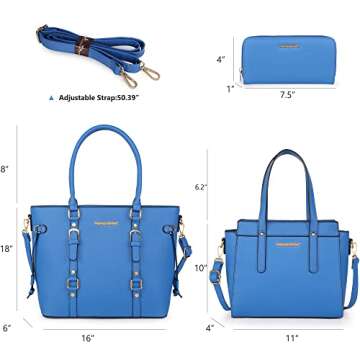 Montana West 3PCS Purses for Women Tote Bag and Wallet Set Shoulder Satchel Crossbody Bags Leather Handbag for Gift Travel Casual Work MWC3-C032WBL