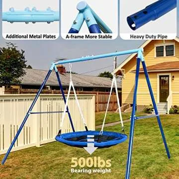 JYGOPLA 500lbs Saucer Swing with Frame - Kids Swing Set for Outdoor Backyard, 1 45" Saucer Tree Swin...