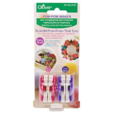Clover Needlecrafts Pom Pom Maker Extra Small 2 Pack 3/4 inch and 1 inch 3127 (3-Pack)3