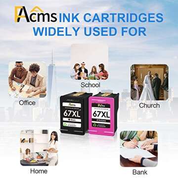 FACMS Remanufactured Ink Cartridge Replacement for HP 67 67XL for Envy 6052 6058 6075 DeskJet 2732 2755 2842e DeskJet Plus 4152 4155 4158 Printer (1 Black 1 Color)