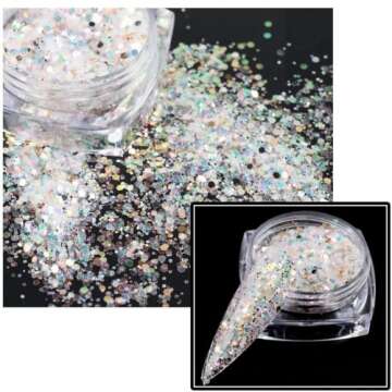 Holographic Nail Art Sequins Glitter Kits - 6 Boxes of Shining Glitter for Nails Decoration