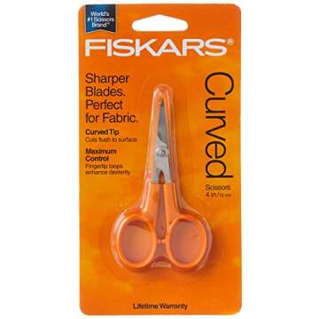 Fiskars 98087097J Curved Craft Scissors, 4 Inch, steel and orange