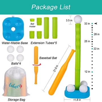 Liberry Adjustable T-Ball Set for Kids Sports Fun