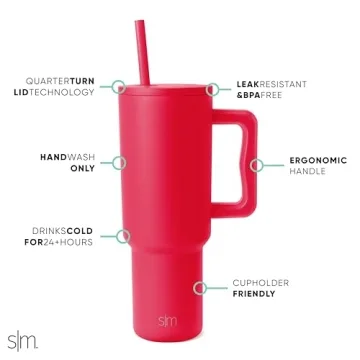 Stylish 40oz Insulated Tumbler with Handle and Straw