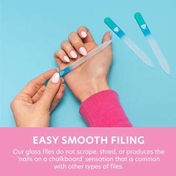 Glass Nail Files, Glass Fingernail Files for Gentle Manicure Nail Care, Expertly Shape Nails & Enjoy a Smooth Finish - Bona Fide Beauty 3-Piece Premium Czech Glass Files