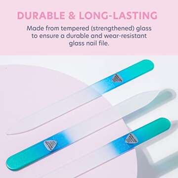 Glass Nail Files, Glass Fingernail Files for Gentle Manicure Nail Care, Expertly Shape Nails & Enjoy a Smooth Finish - Bona Fide Beauty 3-Piece Premium Czech Glass Files