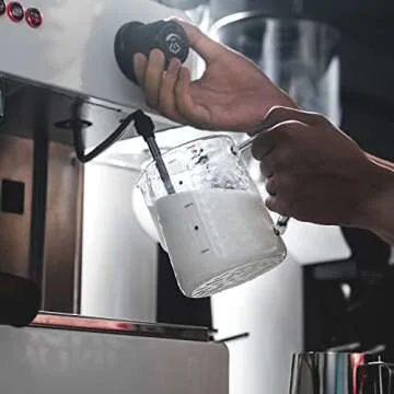 High Borosilicate Glass Milk Frothing Pitcher with Measurement, 20oz/600ml Hammer Heat Resistant Gla...