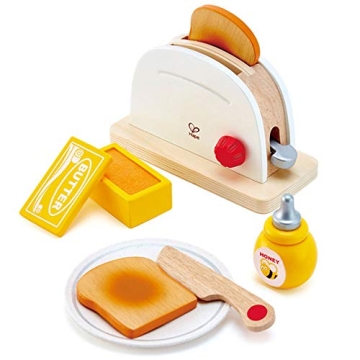 Hape Wooden Pop-Up Toaster Set for Kids' Pretend Play