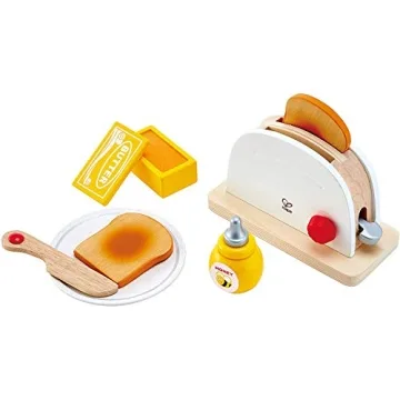 Hape Wooden Pop-Up Toaster Set for Kids' Pretend Play
