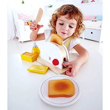 Hape Wooden Pop-Up Toaster Set for Kids' Pretend Play