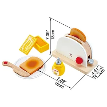 Hape Wooden Pop-Up Toaster Set for Kids' Pretend Play