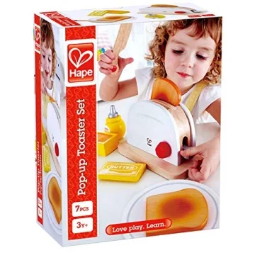 Hape Wooden Pop-Up Toaster Set for Kids' Pretend Play