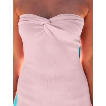 LILLUSORY Women 2025 Summer Spring Corset Bodycon Midi Vacation Sun Dresses Sexy Baby Bridal Shower Wedding Long Maxi Beach Graguation Birthday Party Cocktail Cute Clothes Trendy Outfits LightPink S