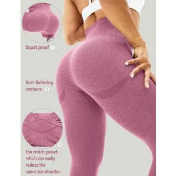 HIGORUN Women Seamless Leggings Smile Contour High Waist Workout Gym Yoga Pants Pink M