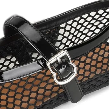 Stylish DOEYG Black Mesh Ballet Flats for Women