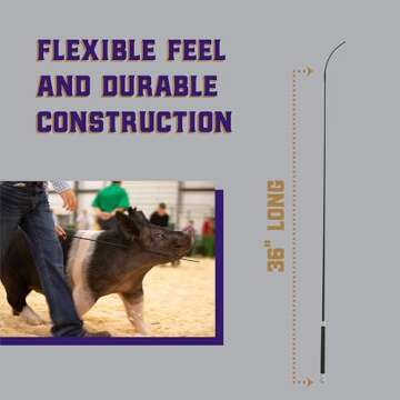 Weaver Livestock Basic Pig Show Whip with Chrome Tipped Handle, Hog Livestock Whip for Show Ring Competition, Pig Whips for Showing