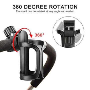 Accmor Stroller Cup Holder | 360° Rotatable for Strollers and Bikes