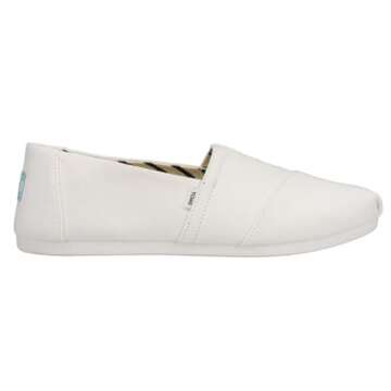 TOMS Women's Alpargata Recycled Cotton Canvas Loafer Flat, White, 10