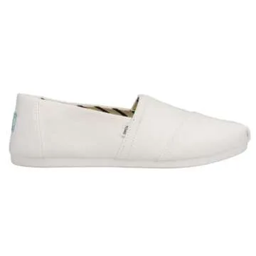 TOMS Women's Alpargata Recycled Cotton Canvas Loafer Flat, White, 10