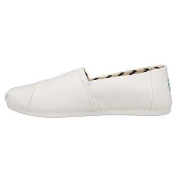 TOMS Women's Alpargata Recycled Cotton Canvas Loafer Flat, White, 10