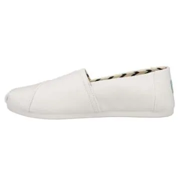 TOMS Women's Alpargata Recycled Cotton Canvas Loafer Flat, White, 10